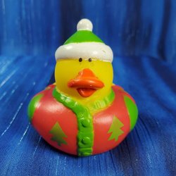 Christmas Ugly Sweater Short Rubber Duck Green Stocking Cap