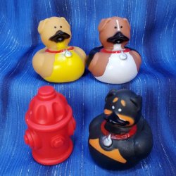 Dog Rubber Duck Trio and Fire Hydrant