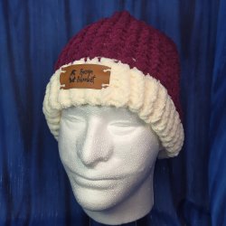Vintage Burgundy Brain Blanket Beanie No Pom