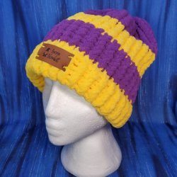 Purple and Gold Brain Blanket Beanie