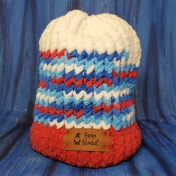 Child Size Hat in Red, White, and Boom with a Snow Top