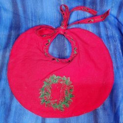Red Ribbon Wreath Baby Bib Small