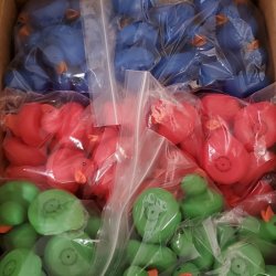 288 Red, Blue, & Green Floating Rubber Ducks (24 Dozen)