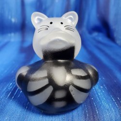 Glow-in-Dark Skeleton Black Cat Rubber Duck with White Ears