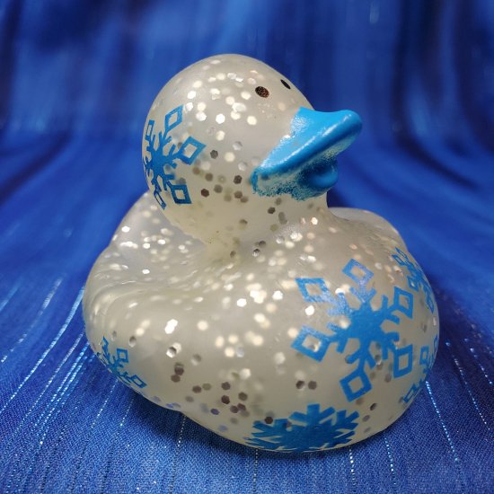 Don't Eat the Yellow Snow Glitter Snow Rubber Duck - Click Image to Close