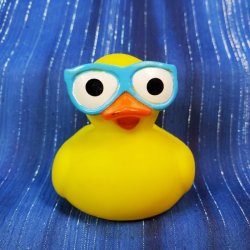Classic Gag Rubber Duck with Blue Rimmed Glasses