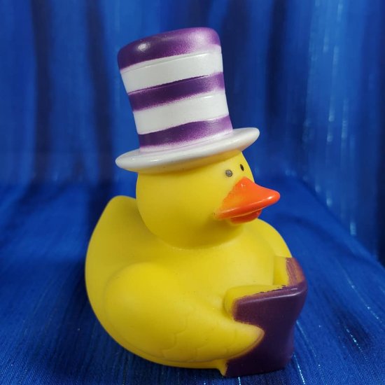 Stovepipe Purple Duck in the Hat Reading Rubber Duck - Click Image to Close
