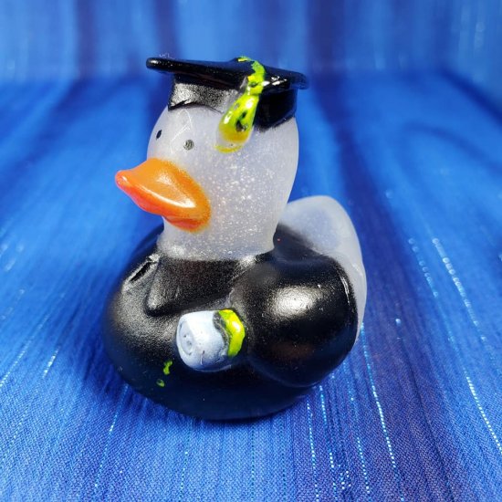 Glow-in-the-Dark Graduation Duck with Cap and Gown - Click Image to Close