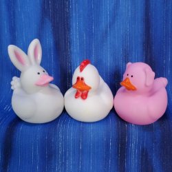Small Farm Animals Chicken, Pig, and Rabbit Rubber Duck Trio