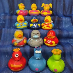 Fun Flock! 12 Super Hero and Alien Rubber Ducks