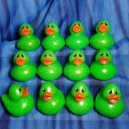 12 Bright-Eyed Shiny Glitter Green Rubber Ducks