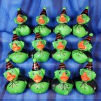 12 Bright Eyed Green Clown Halloween Rubber Ducks